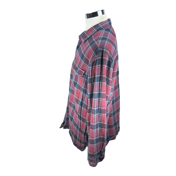 LL Bean Fleece Lined Flannel Shirt Men's XL Blue Red Plaid Long Sleeve Button Up - Picture 4 of 10